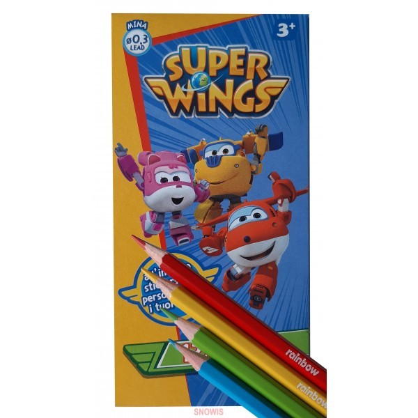 Kleurpotloden 12 stuks + GRATIS stickervel - Super wings