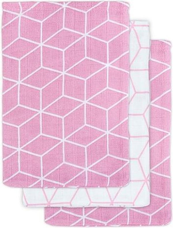 Washandjes Hydrofiel Graphic Mave - Pink - 3 Stuks - Jollein