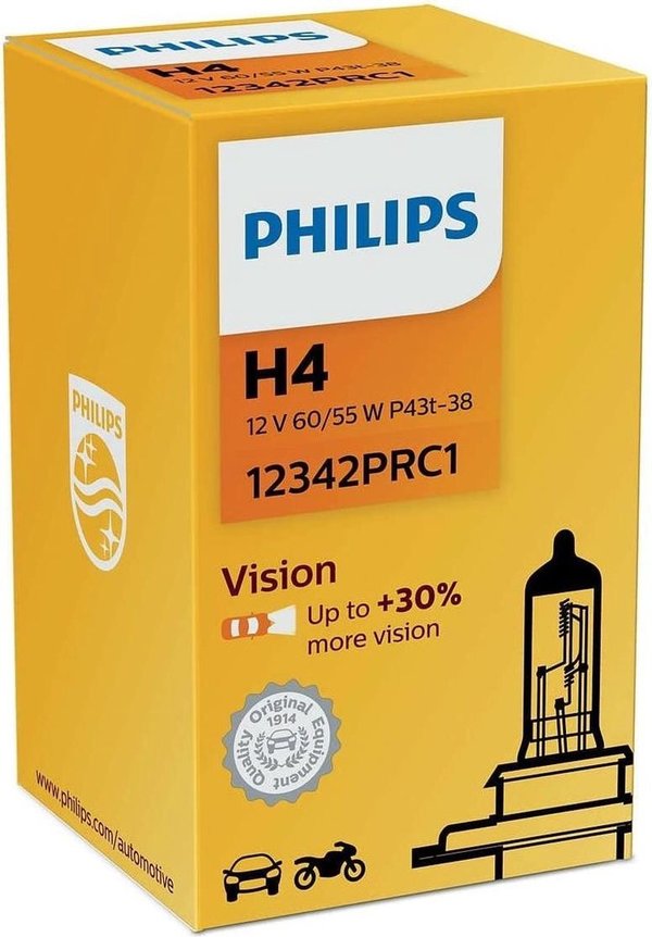 Philips Vision H4 Koplamp (1 stuk) 12342PRC1 - Wit