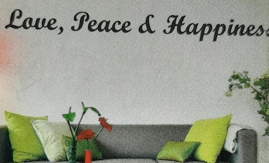 Muursticker Tekst - Love, Peace & Happiness