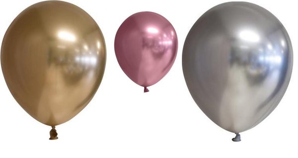 Ballonnen 15x Chrome 23cm - Goud/Roze/Zilver